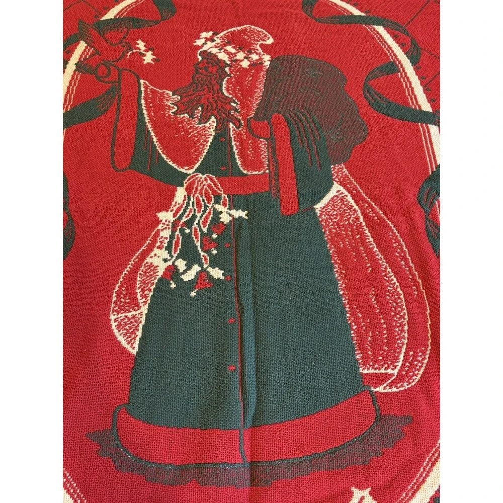 Vtg Heavy Tapestry Throw Blanket Santa Claus Toys Christmas 71